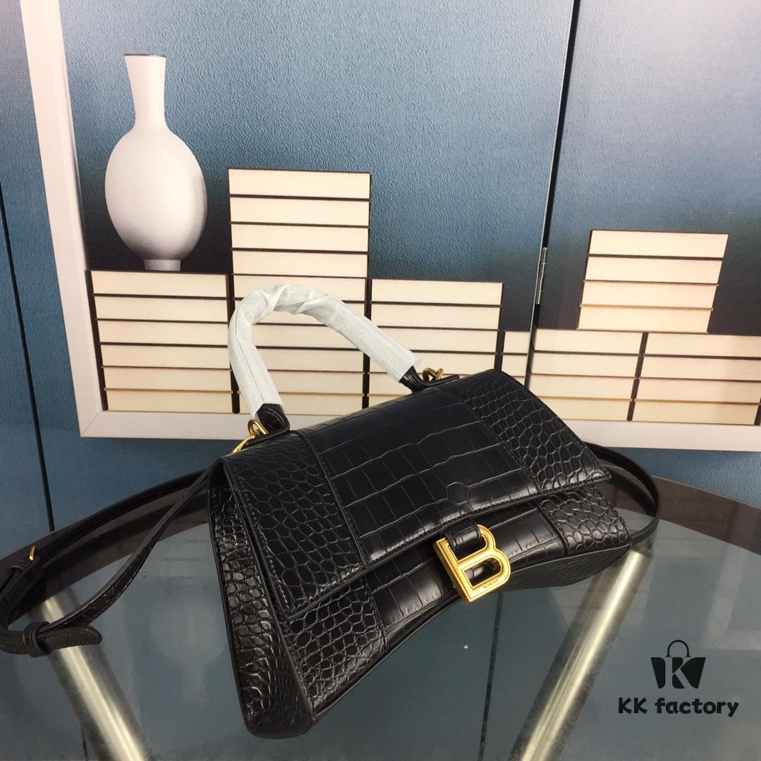 6930e3976e68136f4d9b2638 New Arrival Large and Small Size 235 Balencia Paris, This Season's Highlight Crocodile Texture Hourglass Bag