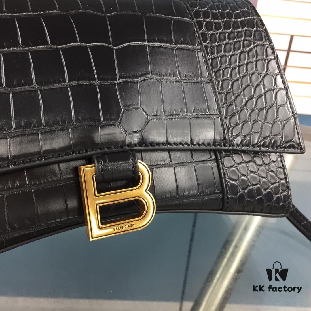 6930e3986e68136f4d9b263b New Arrival Large and Small Size 235 Balencia Paris, This Season's Highlight Crocodile Texture Hourglass Bag