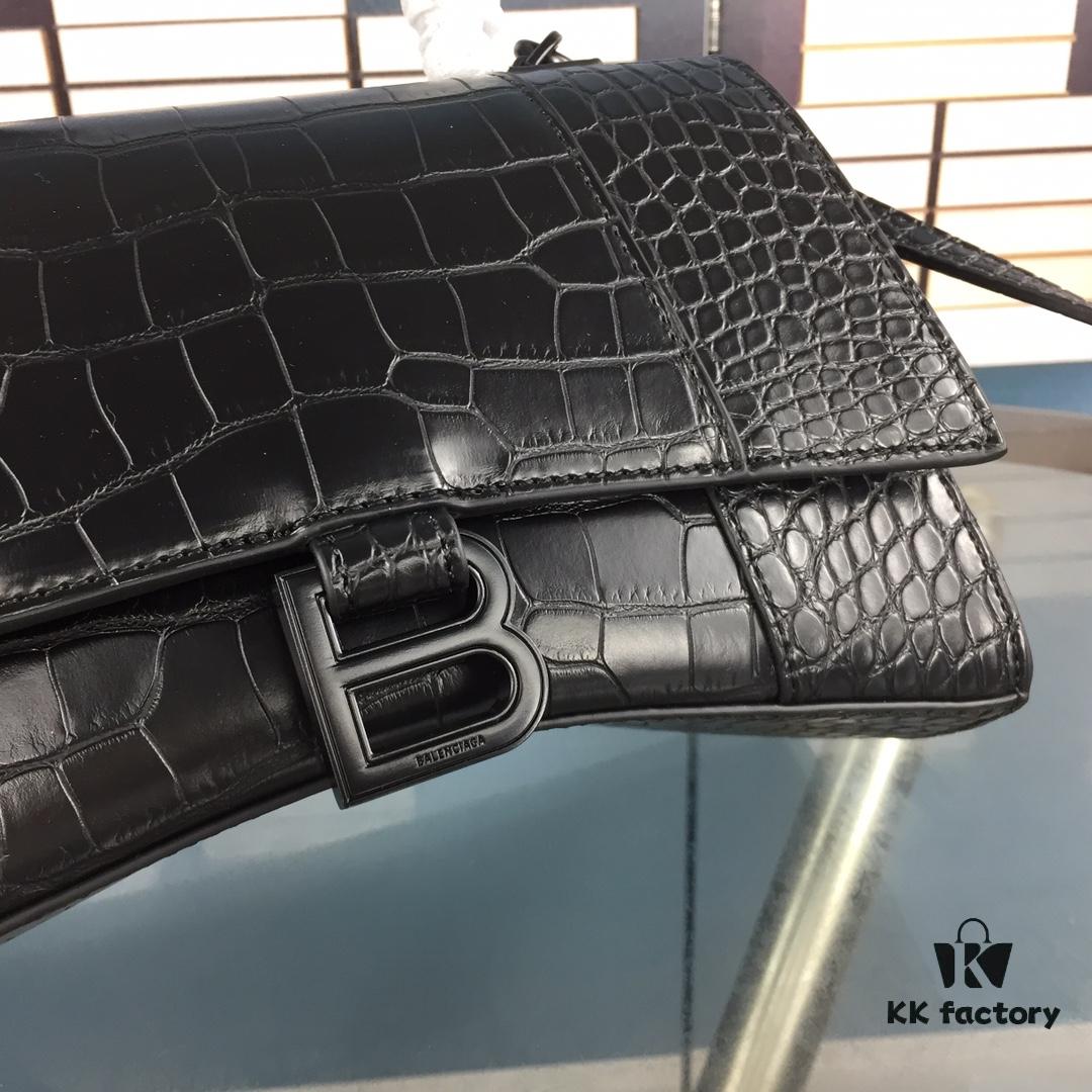 New Large and Small 235 Balencia Paris House This Season's Heavyweight Crocodile Texture Hourglass Bag