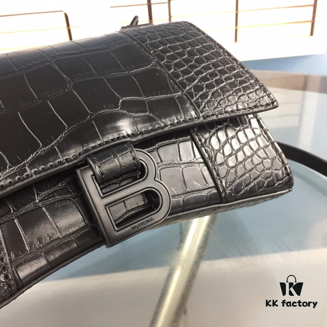 6930e3a76e68136f4d9b2655 New Large/Small Size 235 Balencia Paris, This Season's Highlight Crocodile Texture Hourglass Bag