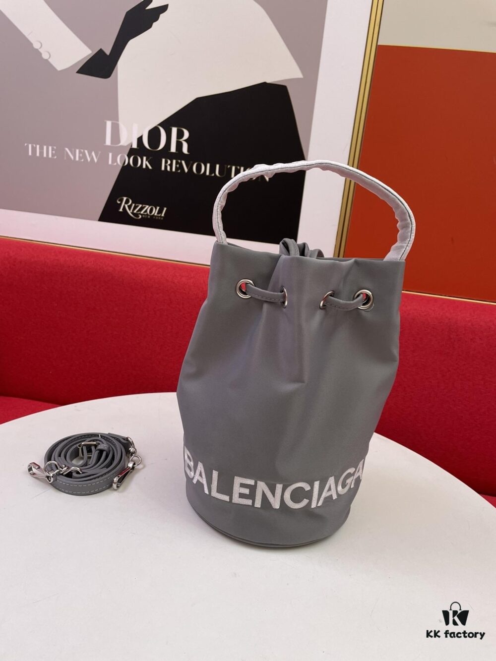 6930e3eb6e68136f4d9b26c6 BALENCIAGA Spring/Summer New Arrival NAVY CABAS Bucket Bag