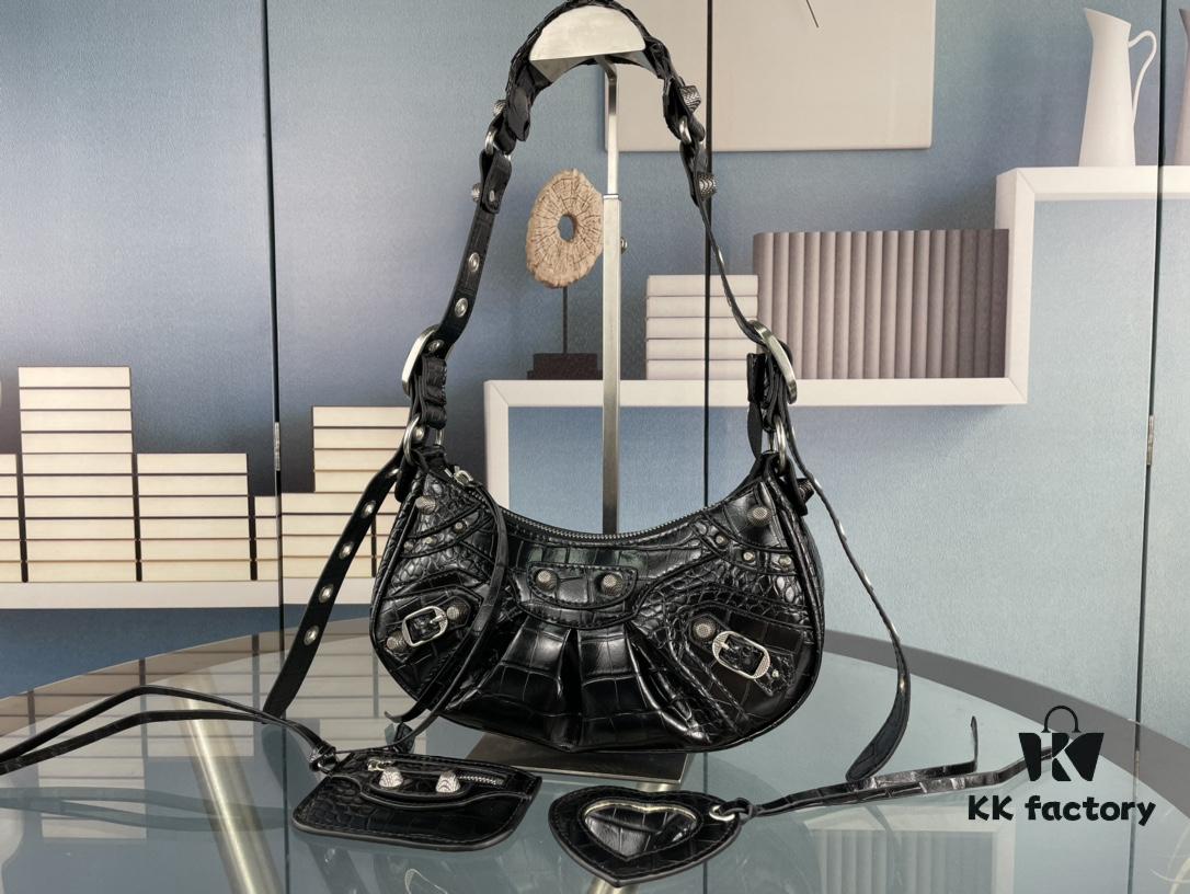 6930e46a6e68136f4d9b2789 Mini Crocodile Texture - Balenciaga Le Cagole Half-Moon Crossbody Bag