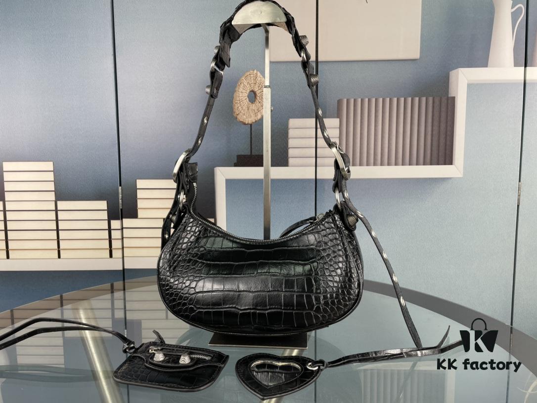 6930e46c6e68136f4d9b278e Mini Crocodile Texture - Balenciaga Le Cagole Half-Moon Crossbody Bag