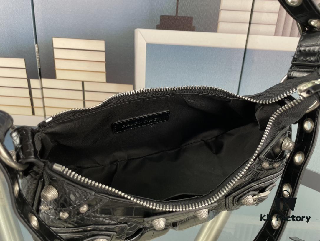 6930e46f6e68136f4d9b2792 Mini Crocodile Texture - Balenciaga Le Cagole Half-Moon Crossbody Bag