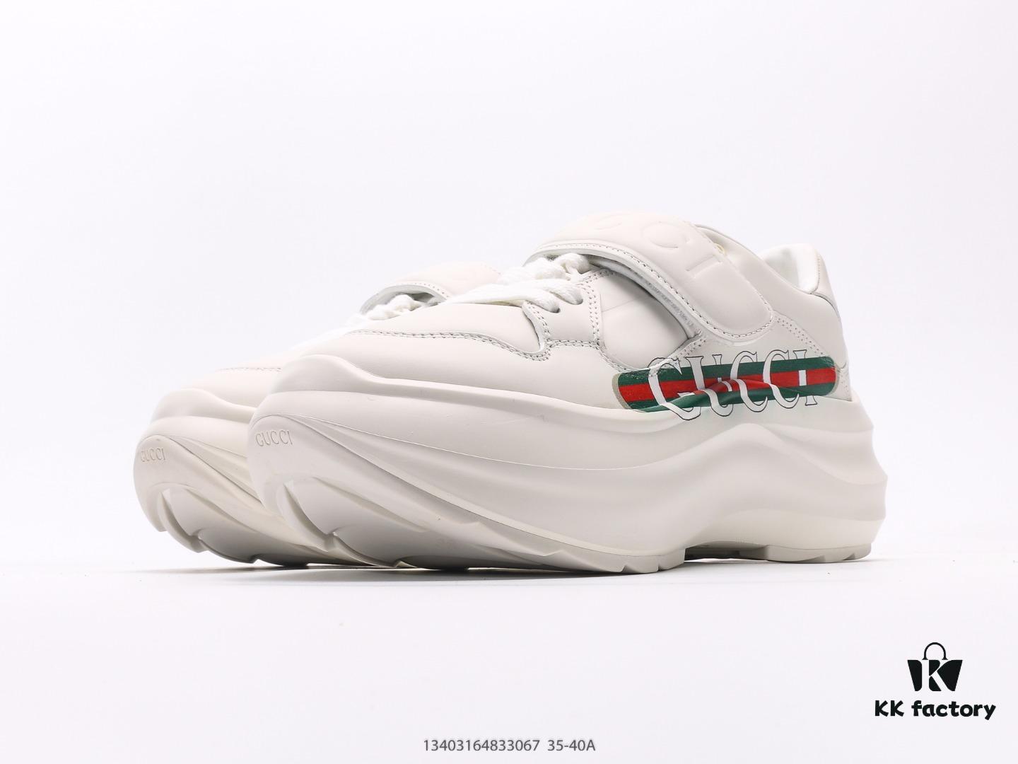 Gucci Rhyton Vintage Leather Horn-Style Retro Dad Casual Running Sneakers