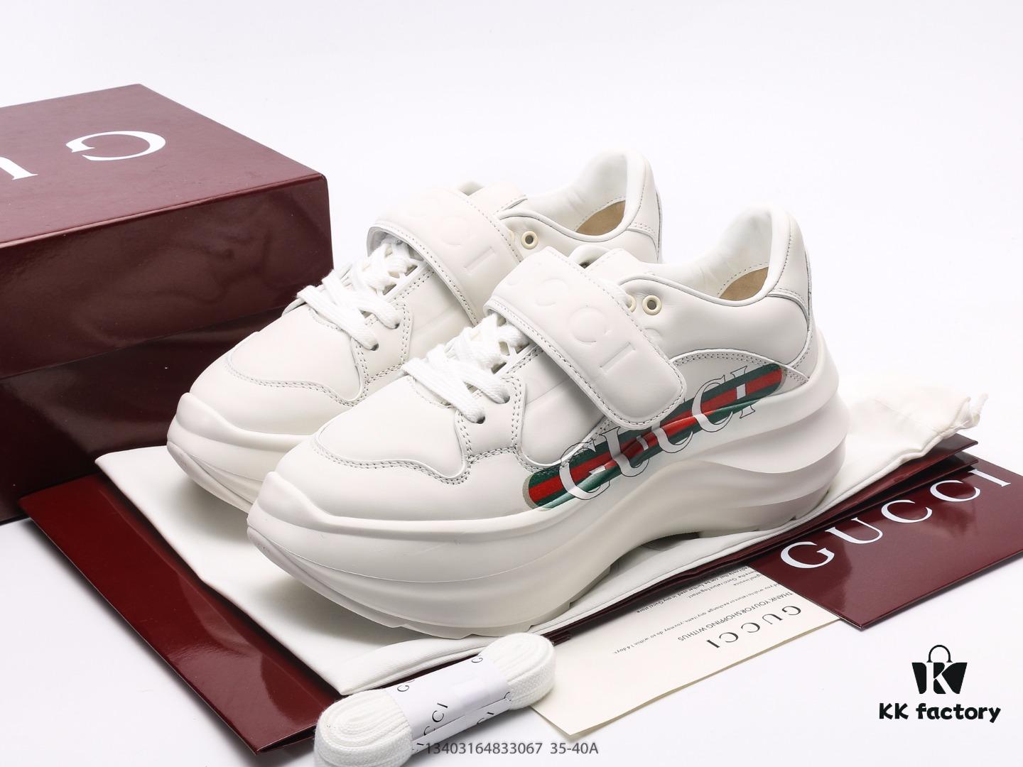 Gucci Rhyton Vintage Leather Horn-Style Retro Dad Casual Running Sneakers