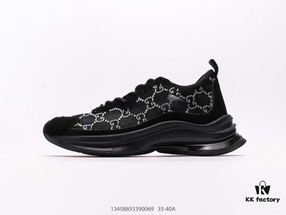 Gucci Rhyton Vintage Trainer Sneaker, 3D Leather Retro Running Shoes