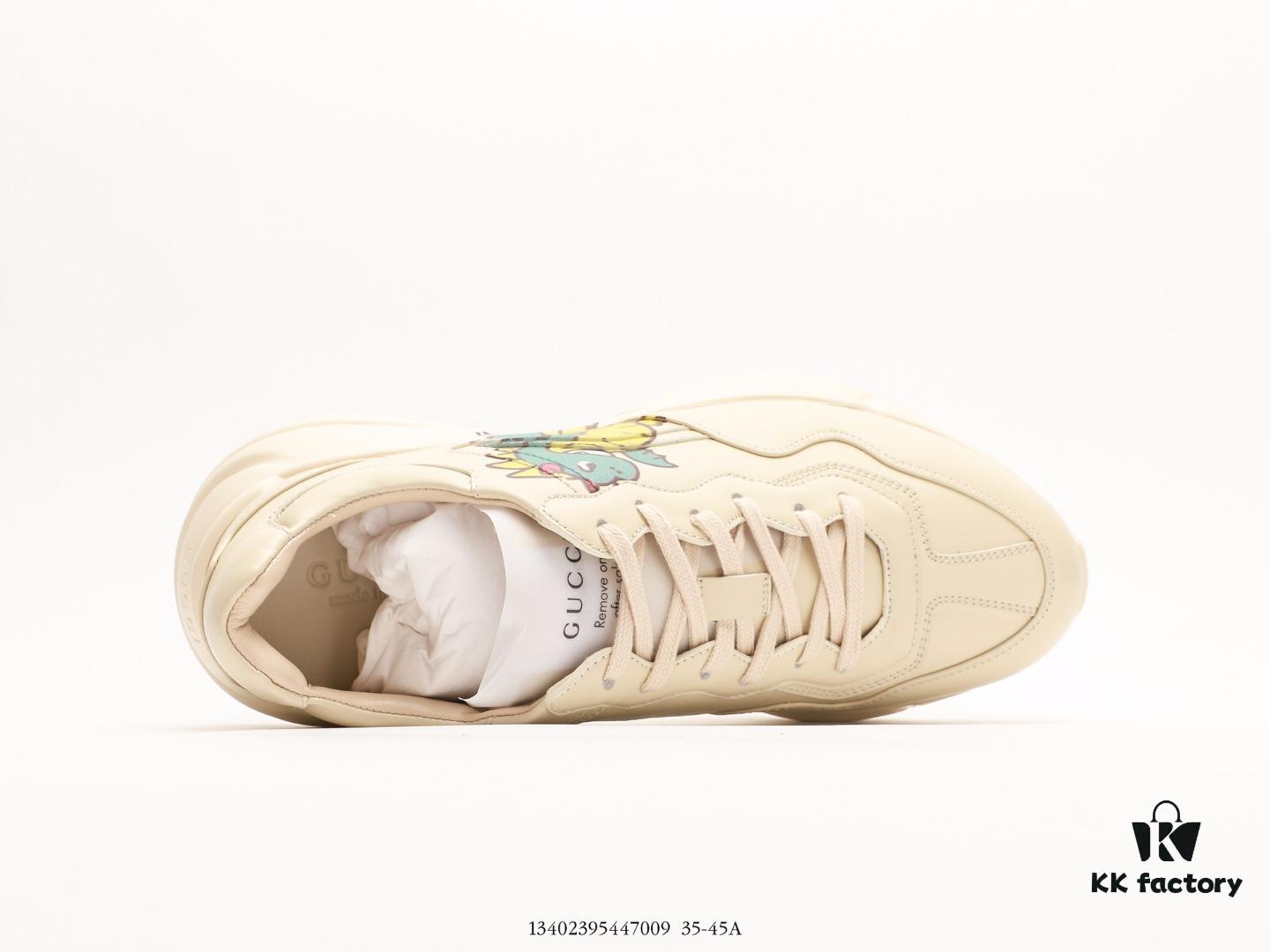 6930e5526e68136f4d9b2925 Gucci Rhyton Vintage Trainer Sneaker, Gucci Dad Shoe 3D Leather Horn-Shape Retro Running Shoe