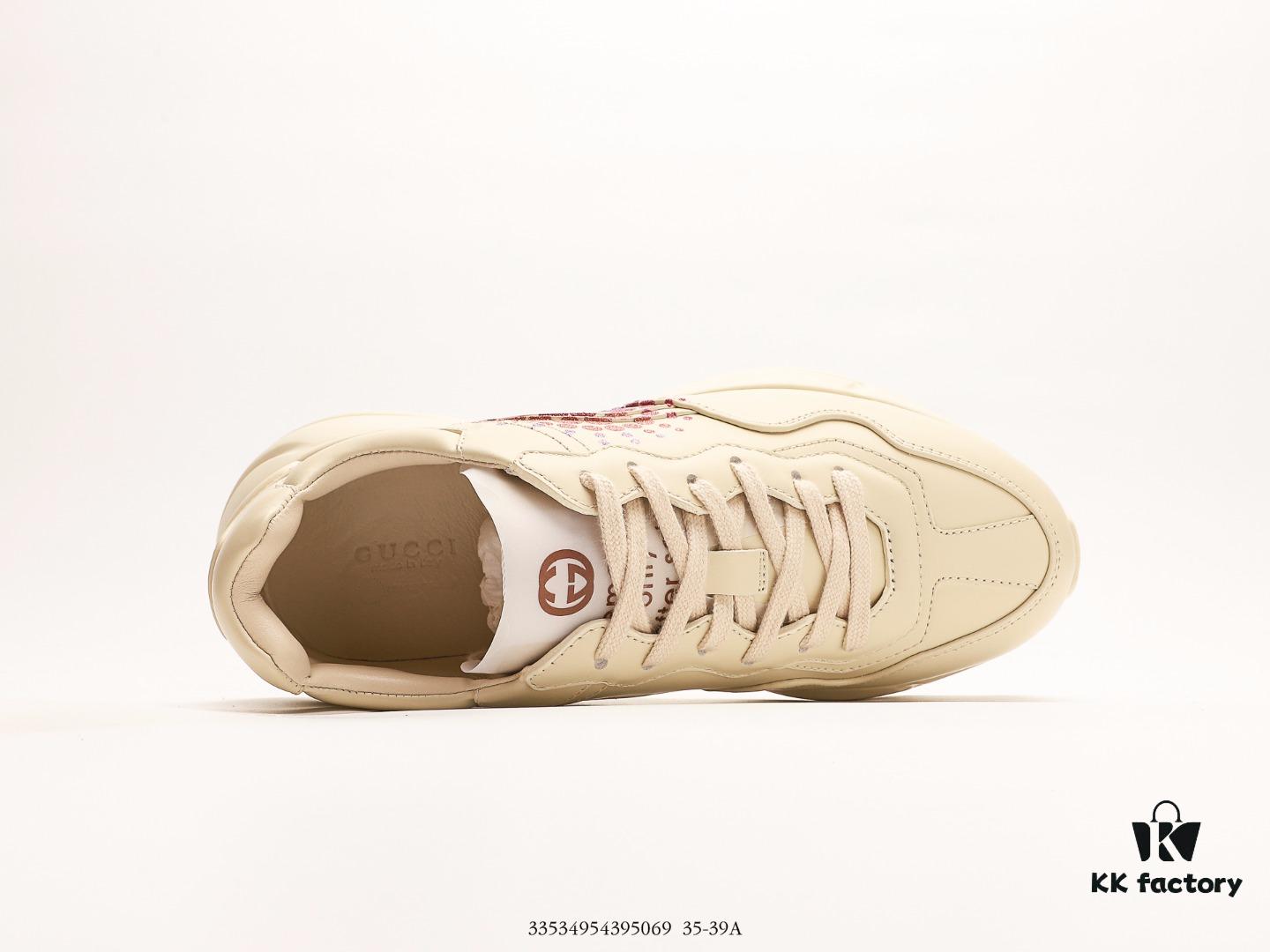 6930e56b6e68136f4d9b2953 Gucci Rhyton Vintage Trainer Sneaker, 3D Leather Horn-Style Retro Running Shoe