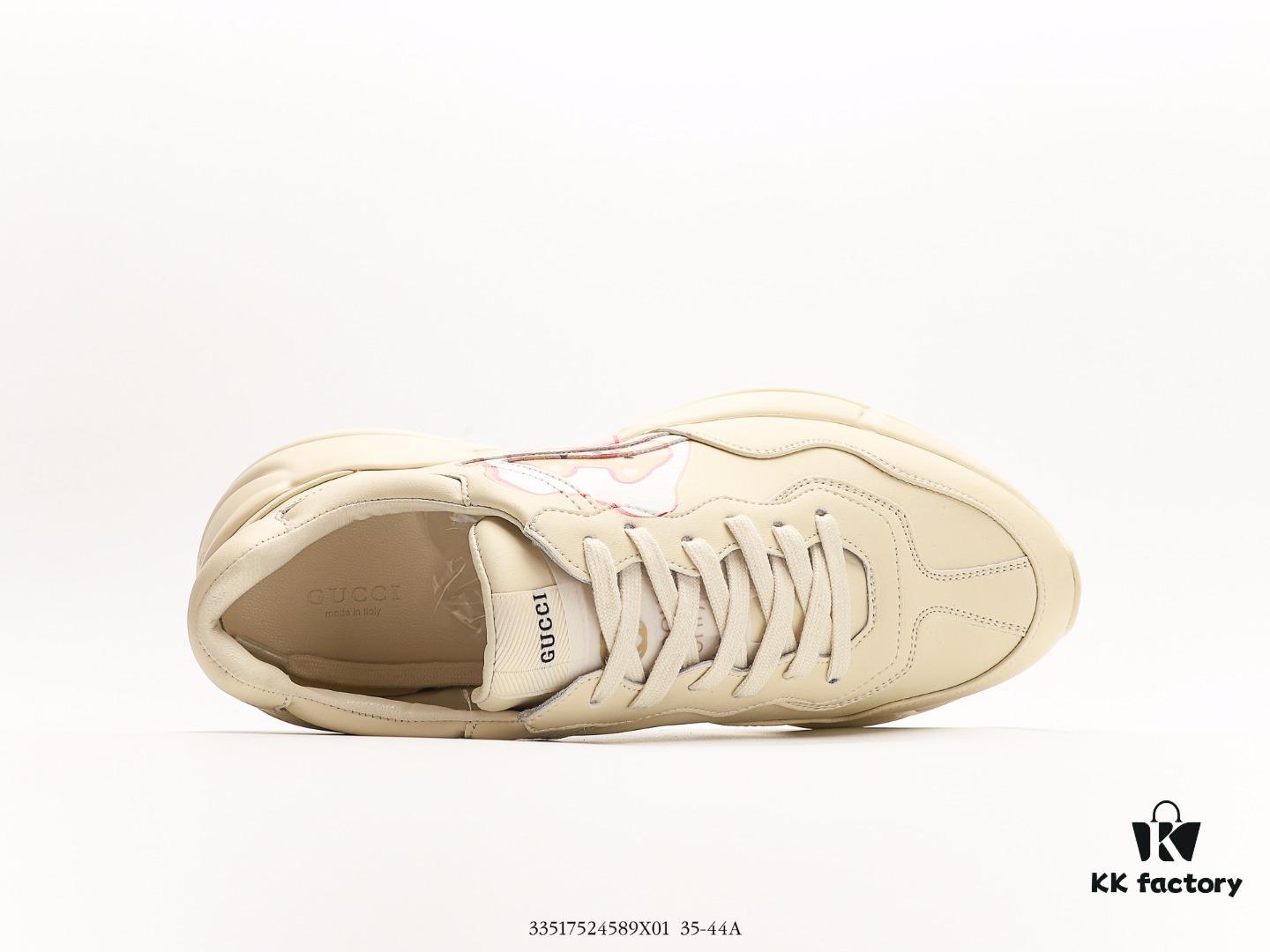 6930e5806e68136f4d9b2978 Gucci Rhyton Vintage Trainer Sneaker, Gucci Dad Shoe 3D Leather Horn-Shaped Retro Running Shoe
