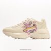 6930e5886e68136f4d9b2988 Gucci Rhyton Vintage Trainer Sneaker, Aged Leather Horn-Style Retro Running Shoe