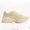 6930e5886e68136f4d9b2989 Gucci Rhyton Vintage Trainer Sneaker, Aged Leather Horn-Style Retro Running Shoe