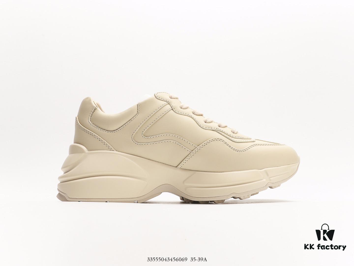 6930e5886e68136f4d9b2989 Gucci Rhyton Vintage Trainer Sneaker, Aged Leather Horn-Style Retro Running Shoe