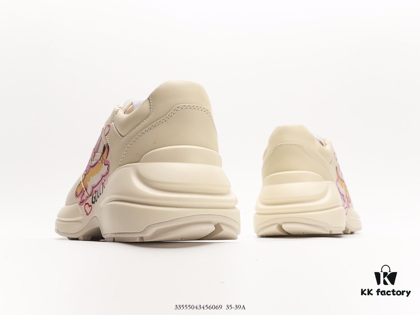 6930e58a6e68136f4d9b298b Gucci Rhyton Vintage Trainer Sneaker, Aged Leather Horn-Style Retro Running Shoe