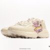 6930e58a6e68136f4d9b298c Gucci Rhyton Vintage Trainer Sneaker, Aged Leather Horn-Style Retro Running Shoe
