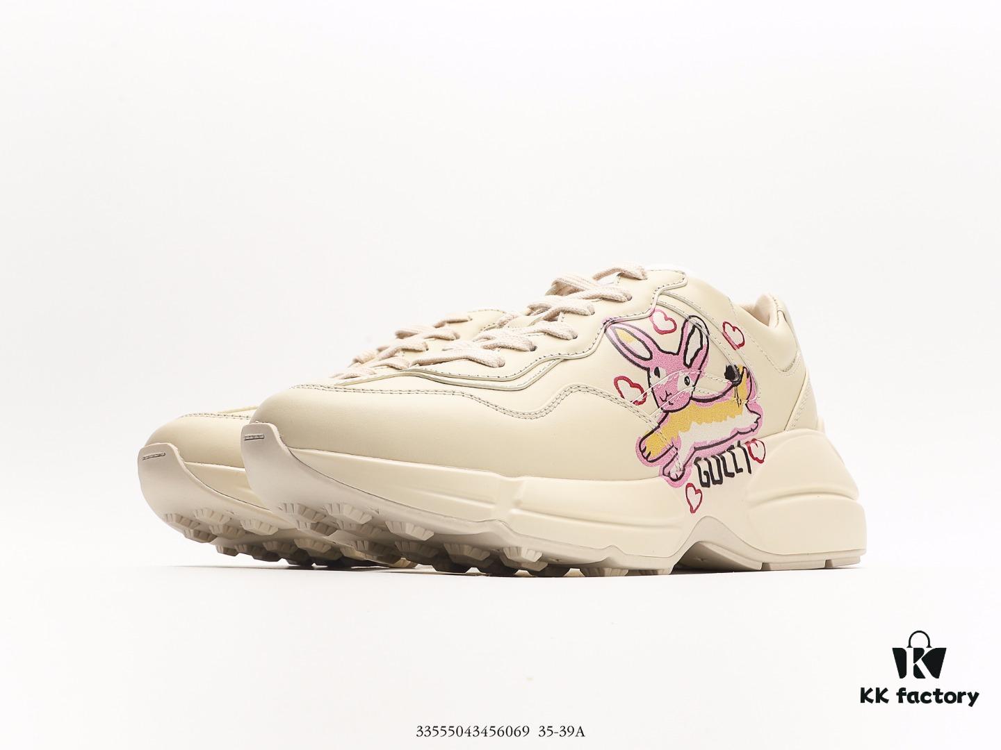 6930e58a6e68136f4d9b298c Gucci Rhyton Vintage Trainer Sneaker, Aged Leather Horn-Style Retro Running Shoe