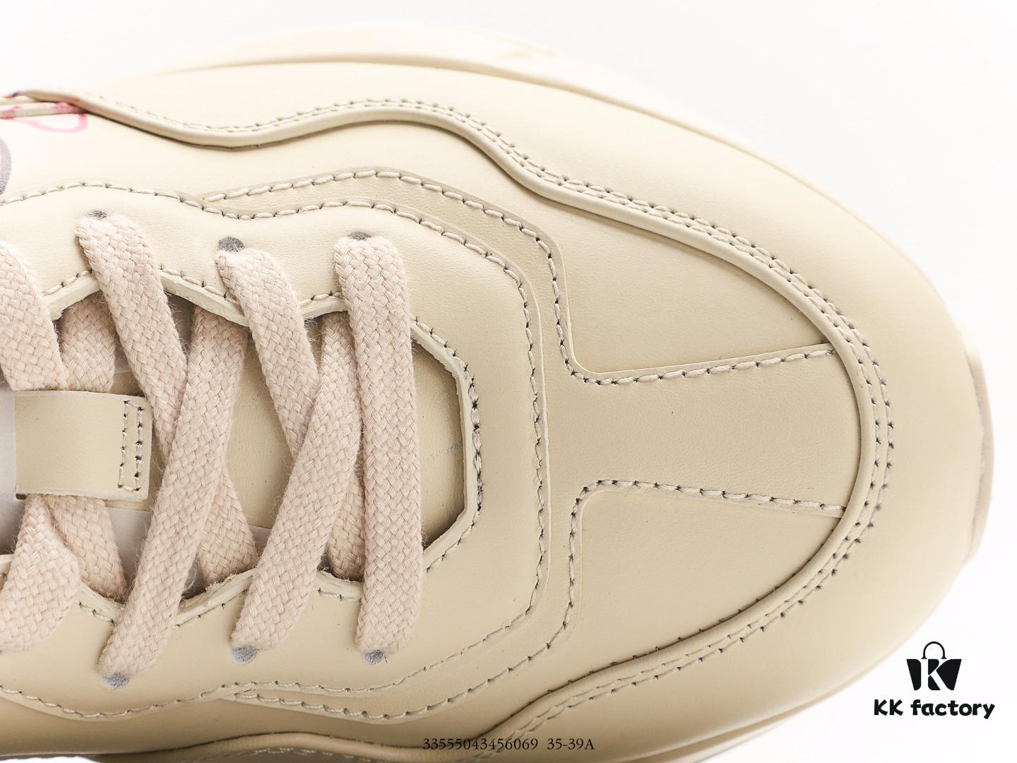 6930e58b6e68136f4d9b298d Gucci Rhyton Vintage Trainer Sneaker, Aged Leather Horn-Style Retro Running Shoe