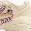 6930e58b6e68136f4d9b298e Gucci Rhyton Vintage Trainer Sneaker, Aged Leather Horn-Style Retro Running Shoe