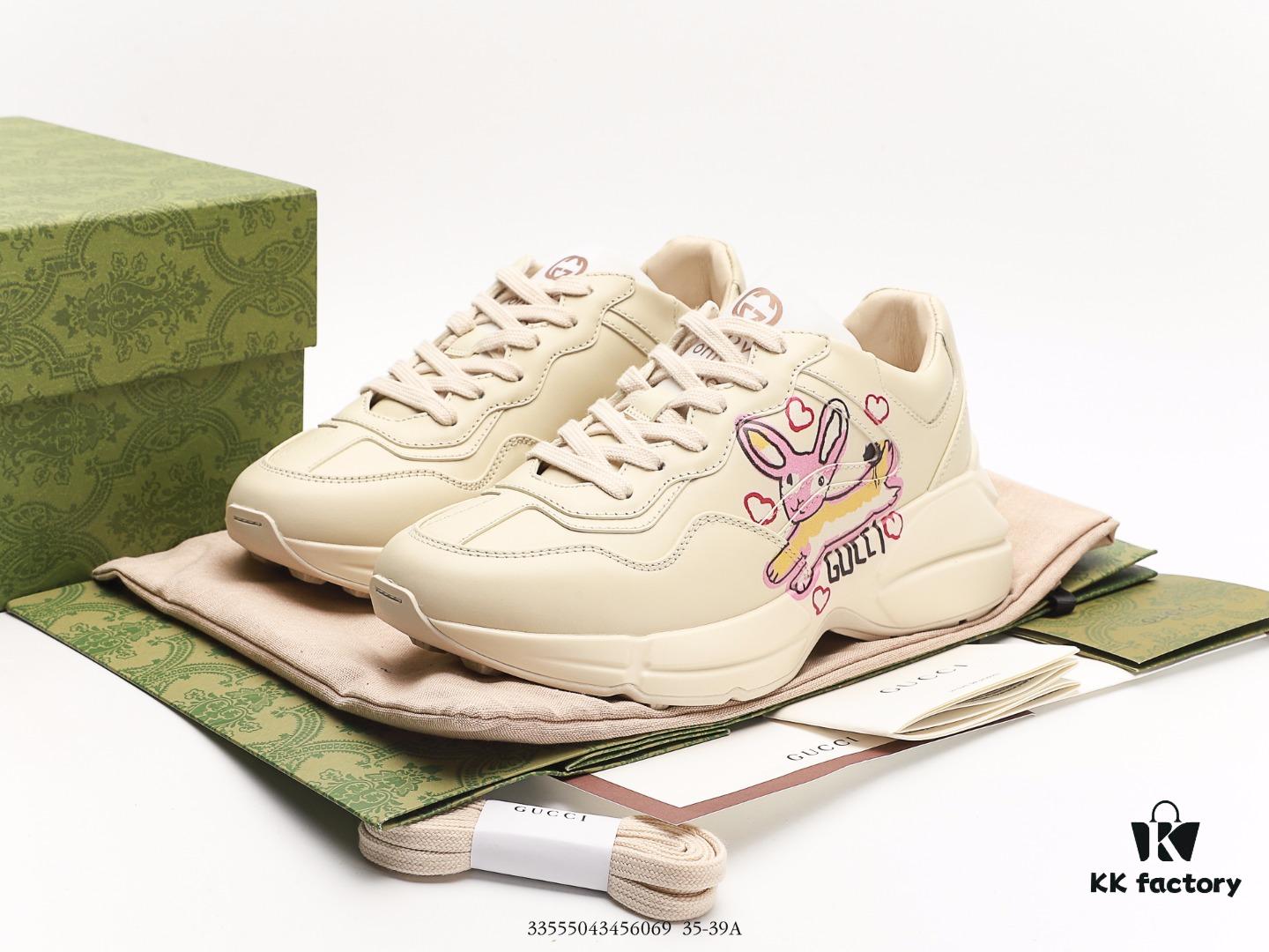 6930e58c6e68136f4d9b298f Gucci Rhyton Vintage Trainer Sneaker, Aged Leather Horn-Style Retro Running Shoe