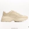 6930e59c6e68136f4d9b29a9 Gucci Rhyton Vintage Trainer Sneaker, Aged Leather Horn-Shape Retro Running Shoe