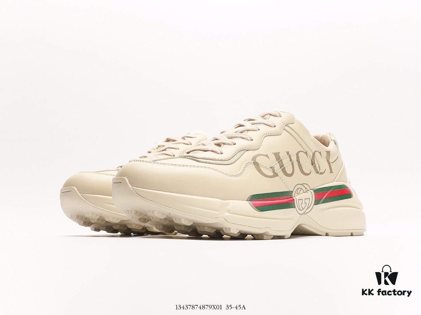 6930e59f6e68136f4d9b29af Gucci Rhyton Vintage Trainer Sneaker, Aged Leather Horn-Shape Retro Running Shoe