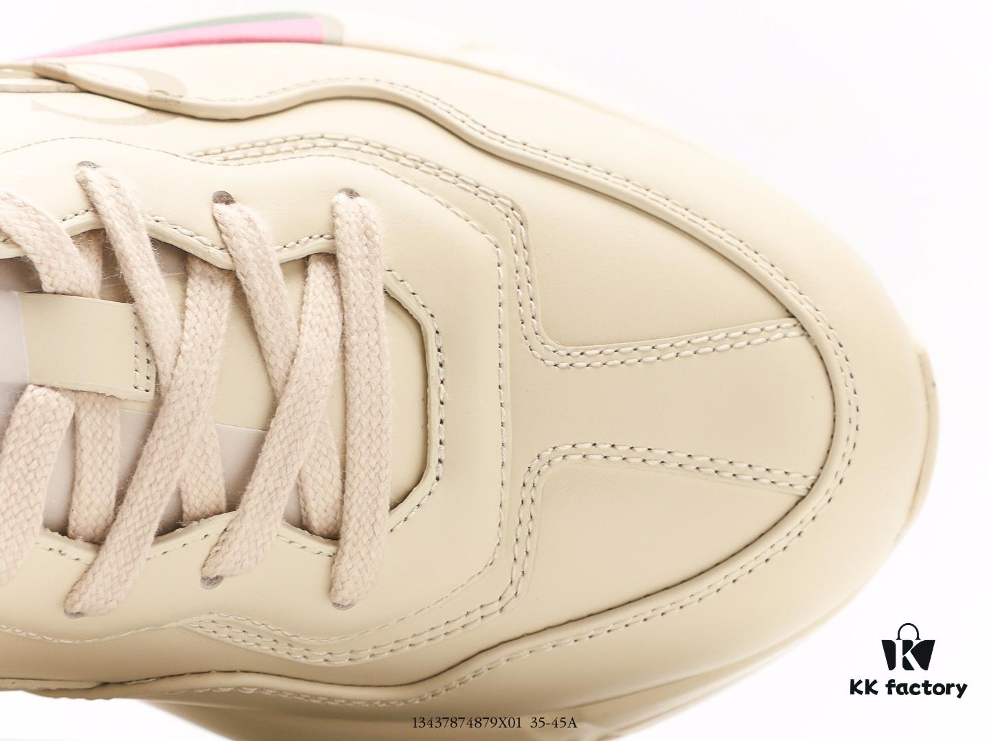 6930e5a26e68136f4d9b29b2 Gucci Rhyton Vintage Trainer Sneaker, Aged Leather Horn-Shape Retro Running Shoe
