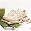 6930e5a26e68136f4d9b29b3 Gucci Rhyton Vintage Trainer Sneaker, Aged Leather Horn-Shape Retro Running Shoe
