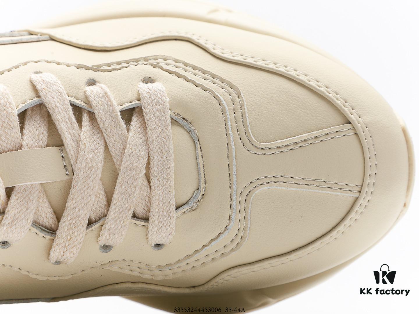 6930e5e96e68136f4d9b2a28 Gucci Rhyton Vintage Trainer Sneaker, Distressed Leather Retro Running Shoes