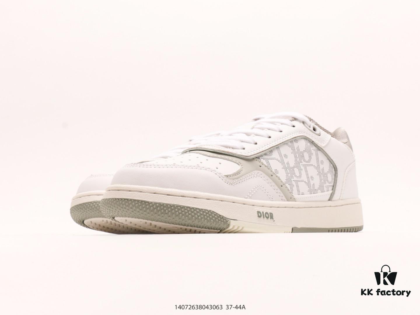 Dior New B27 Sneakers, Smooth Calfskin Leather with Signature Inlay Design and Stitching Art, Minimalist Monochrome Style with Classic Logo Print