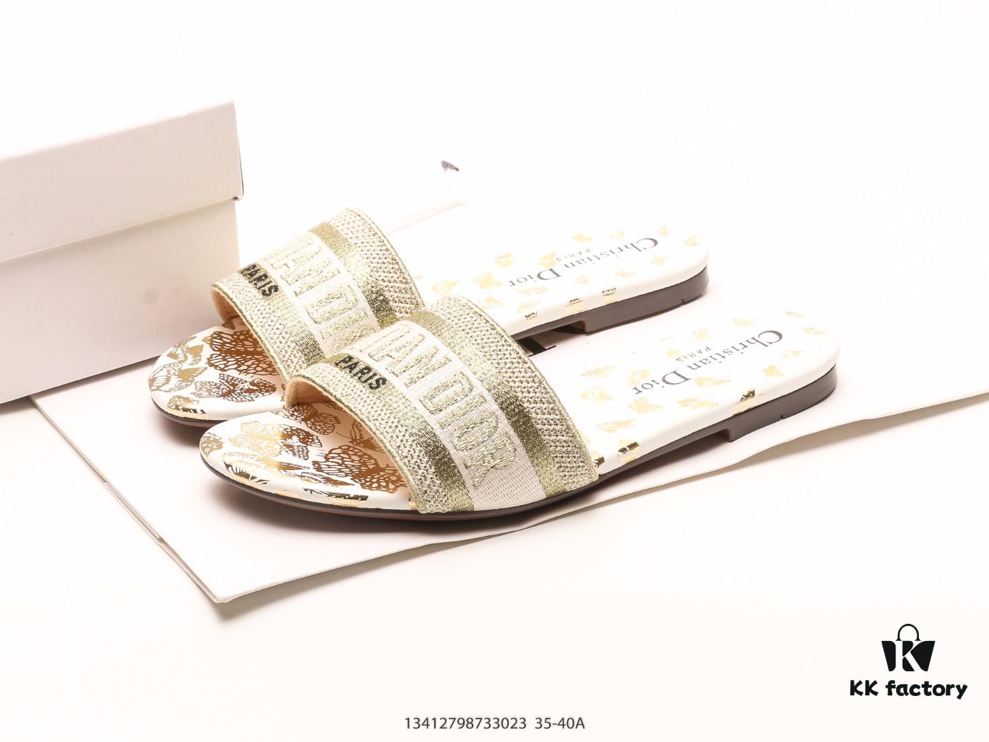 Dior Dway Letter Slippers 2024 Spring/Summer New Arrival Dior Embroidery Fashion Flat Sandals