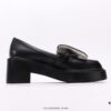 6930e6896e68136f4d9b2b4d Chanel Business Women's Leather Shoes High Heels Chunky Square Heel Thick Sole Elevating Shoes Trendy Casual Sneakers Classic All-Season Style
