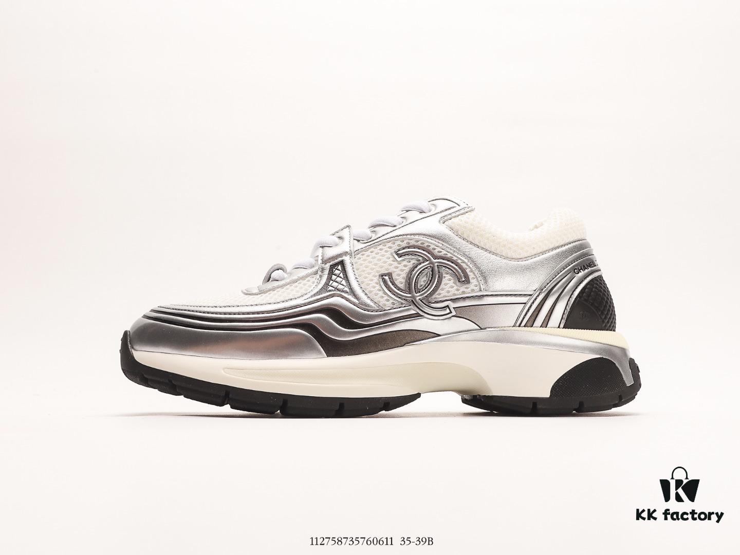 6930e6e36e68136f4d9b2bdd Chanel 2023 Logo Sneakers, Kruus Lightweight Retro Daddy Shoes, Futuristic Metallic Style, Original Mold Design with Strong Texture and Tight Lines, 3.5cm Thick Sole
