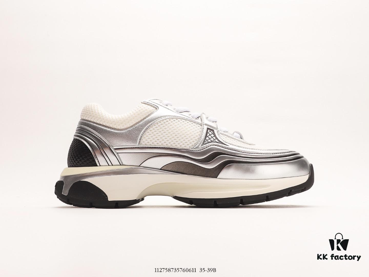 6930e6e56e68136f4d9b2be2 Chanel 2023 Logo Sneakers, Kruus Lightweight Retro Daddy Shoes, Futuristic Metallic Style, Original Mold Design with Strong Texture and Tight Lines, 3.5cm Thick Sole