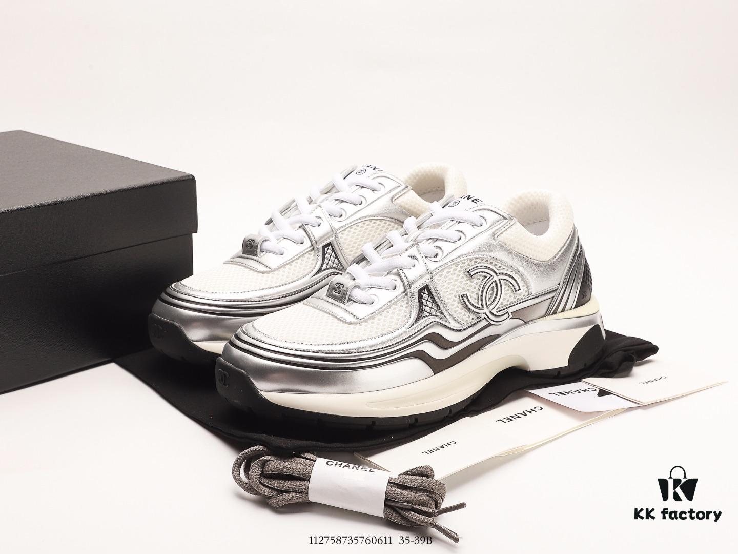 6930e6e96e68136f4d9b2be7 Chanel 2023 Logo Sneakers, Kruus Lightweight Retro Daddy Shoes, Futuristic Metallic Style, Original Mold Design with Strong Texture and Tight Lines, 3.5cm Thick Sole