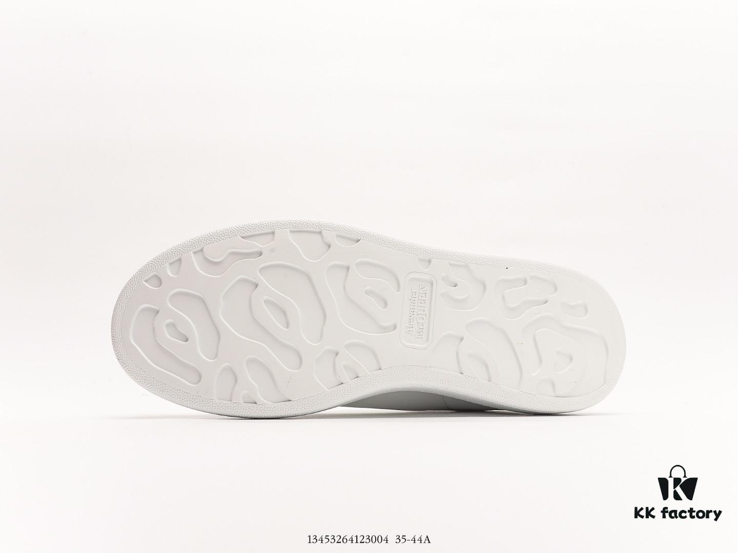 McQueen Sole Leather Sneakers, Low-top Fashion Platform Casual White Shoes