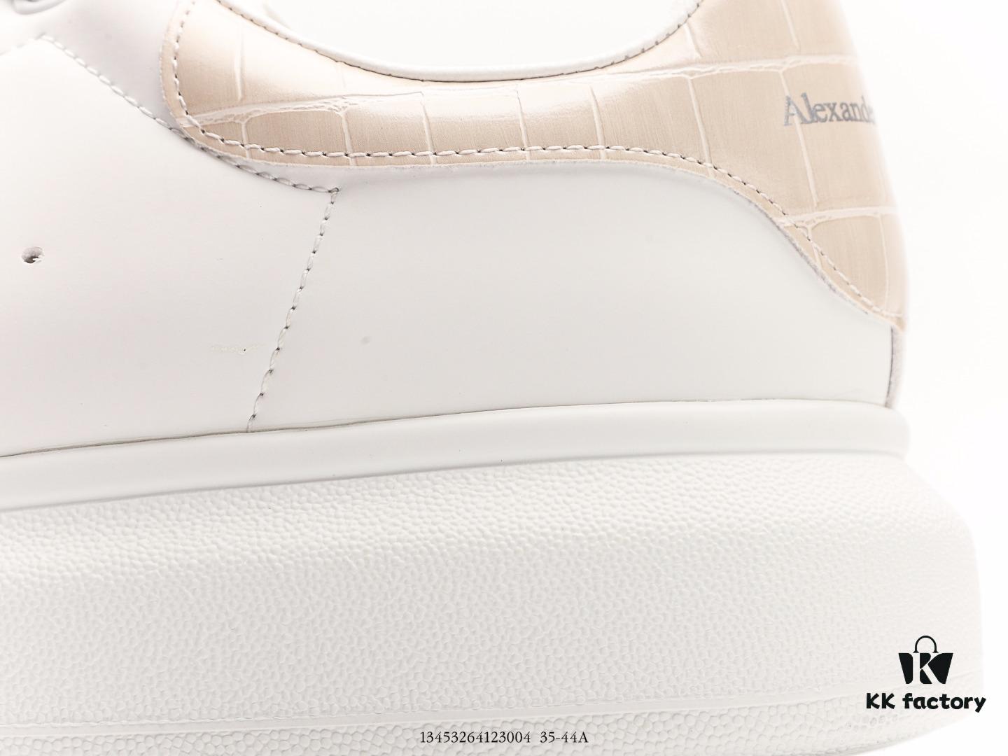 McQueen Sole Leather Sneakers, Low-top Fashion Platform Casual White Shoes