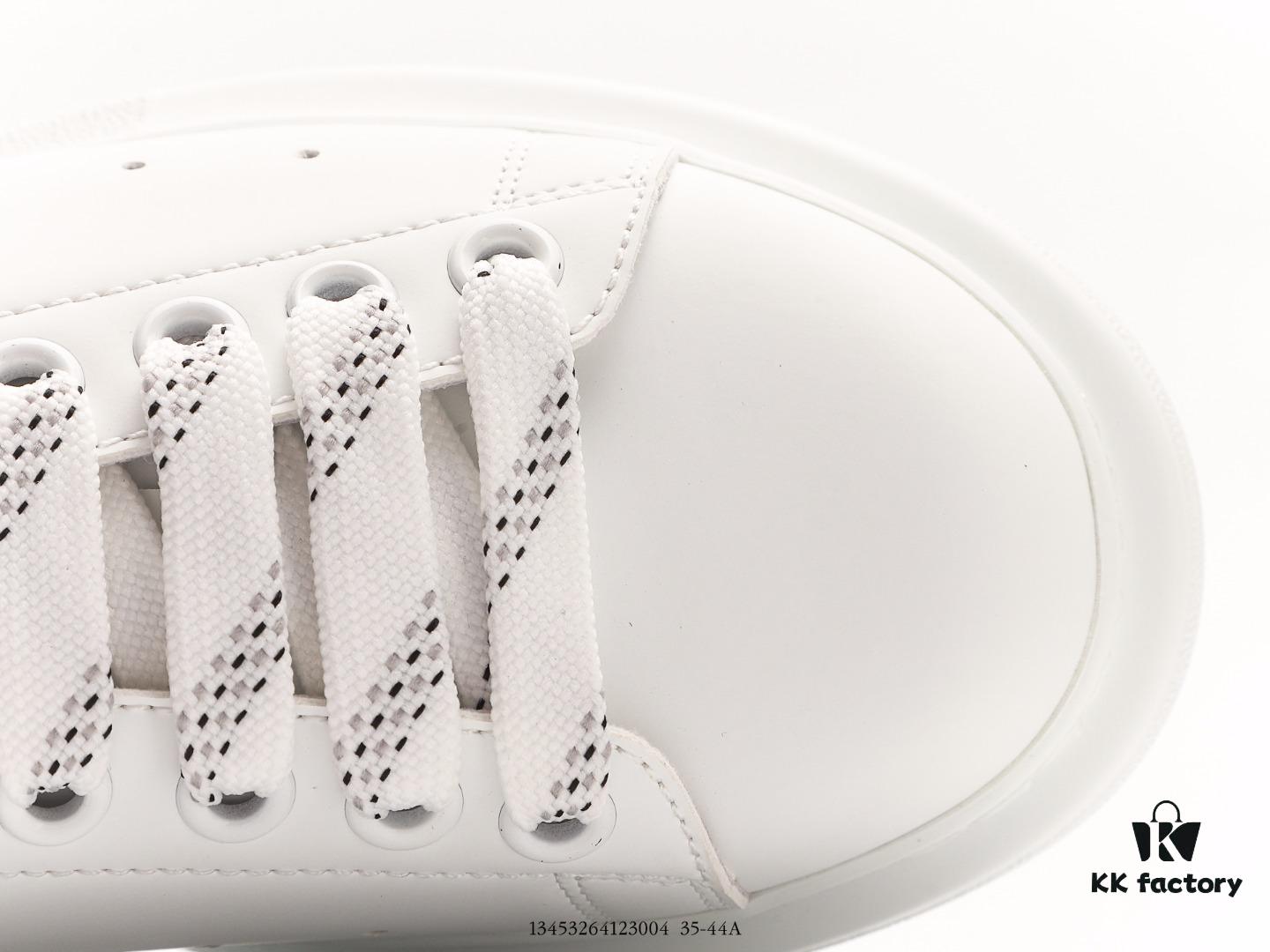 McQueen Sole Leather Sneakers, Low-top Fashion Platform Casual White Shoes