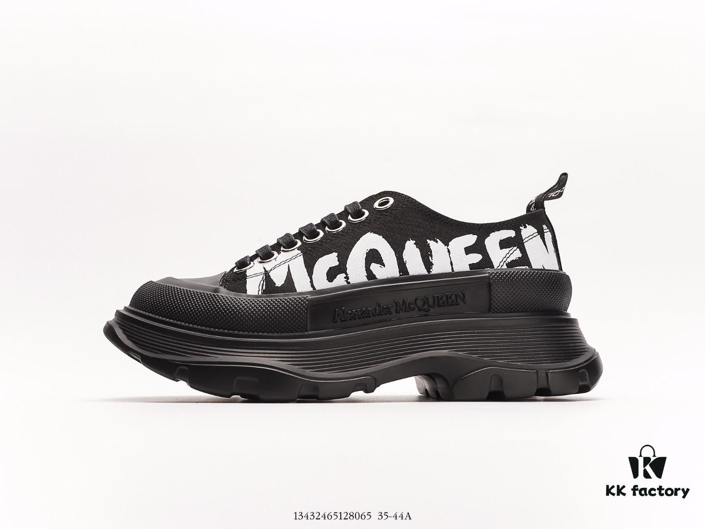 6930e77c6e68136f4d9b2ce2 Alexander McQueen Platform Canvas Shoes 2020 New Arrival Height Increasing Thick Sole Sneakers Official Release Correct Version Full Cowhide Lining Durable Comfortable 5cm Thick Sole