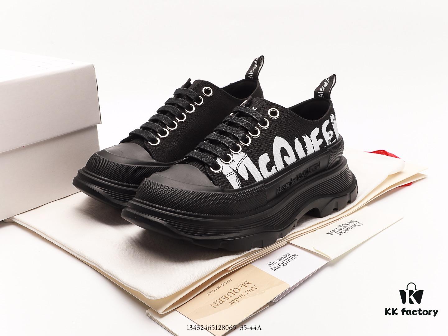 6930e7826e68136f4d9b2cea Alexander McQueen Platform Canvas Shoes 2020 New Arrival Height Increasing Thick Sole Sneakers Official Release Correct Version Full Cowhide Lining Durable Comfortable 5cm Thick Sole