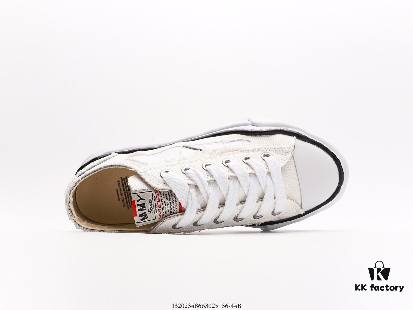 Miyama Maison MIHARA YASUHIRO Original Sole Canvas Low-Top Sneakers with Canvas and Leather Patchwork, Distorted Ice Cream Sole Casual Shoes