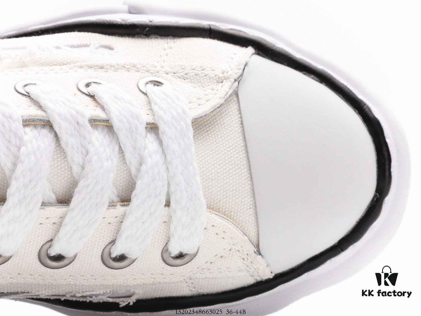 Miyama Maison MIHARA YASUHIRO Original Sole Canvas Low-Top Sneakers with Canvas and Leather Patchwork, Distorted Ice Cream Sole Casual Shoes