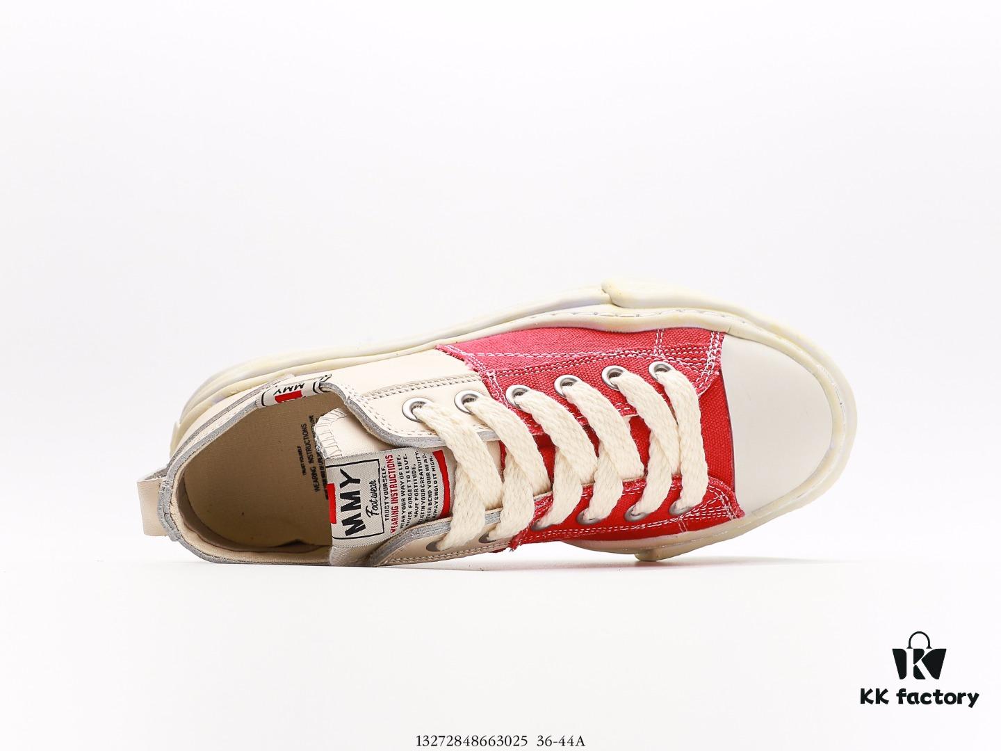 6930e7e36e68136f4d9b2d82 Miyamihara Yasuhiro Brand MMY Maison MIHARA YASUHIRO Original Sole Canvas Low-Top Sneakers with Canvas and Leather Patchwork, Distorted Ice Cream Sole, Casual Versatile Low-Rise Shoes