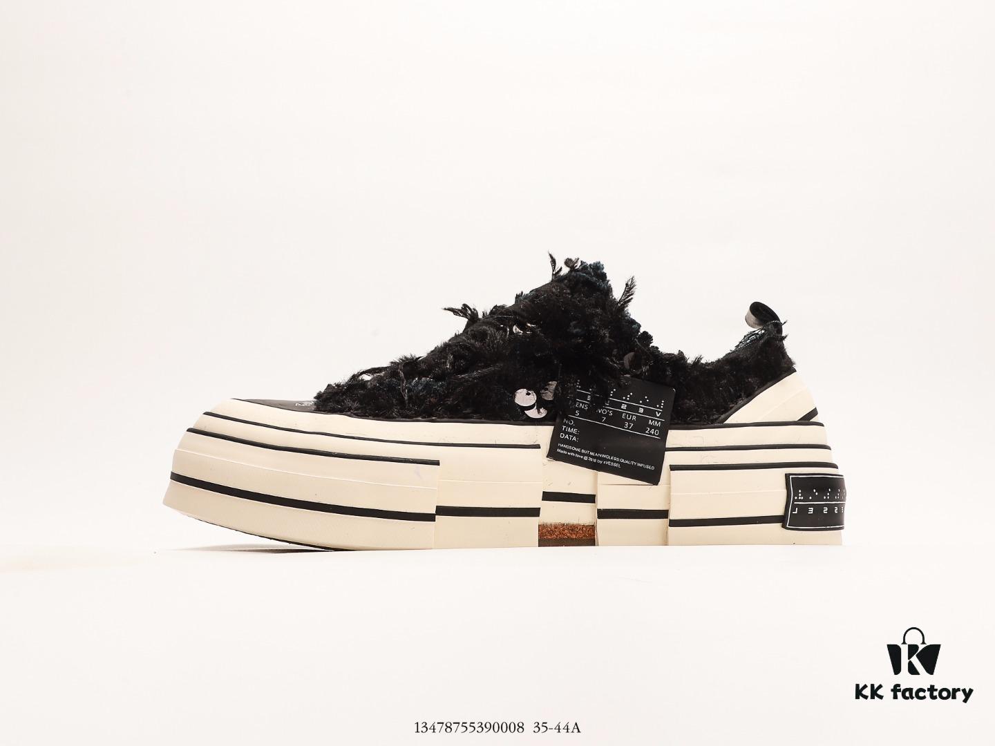 6930e80e6e68136f4d9b2dbd Wu Jianhao's Personal Avant-garde Brand xVESSEL G.O.P. Low Unisex Canvas Vulcanized Sneakers with Deconstructed Layered Cork Thick Sole for Height Increase