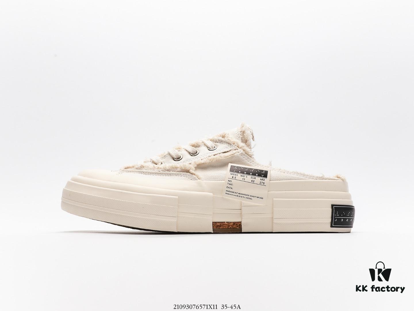 6930e8416e68136f4d9b2e0e xVESSEL G.O.P. Low Unisex Deconstructed Overlapping Platform Cork Insole Canvas Vulcanized Sneakers by Wu Jianhao's Personal Brand