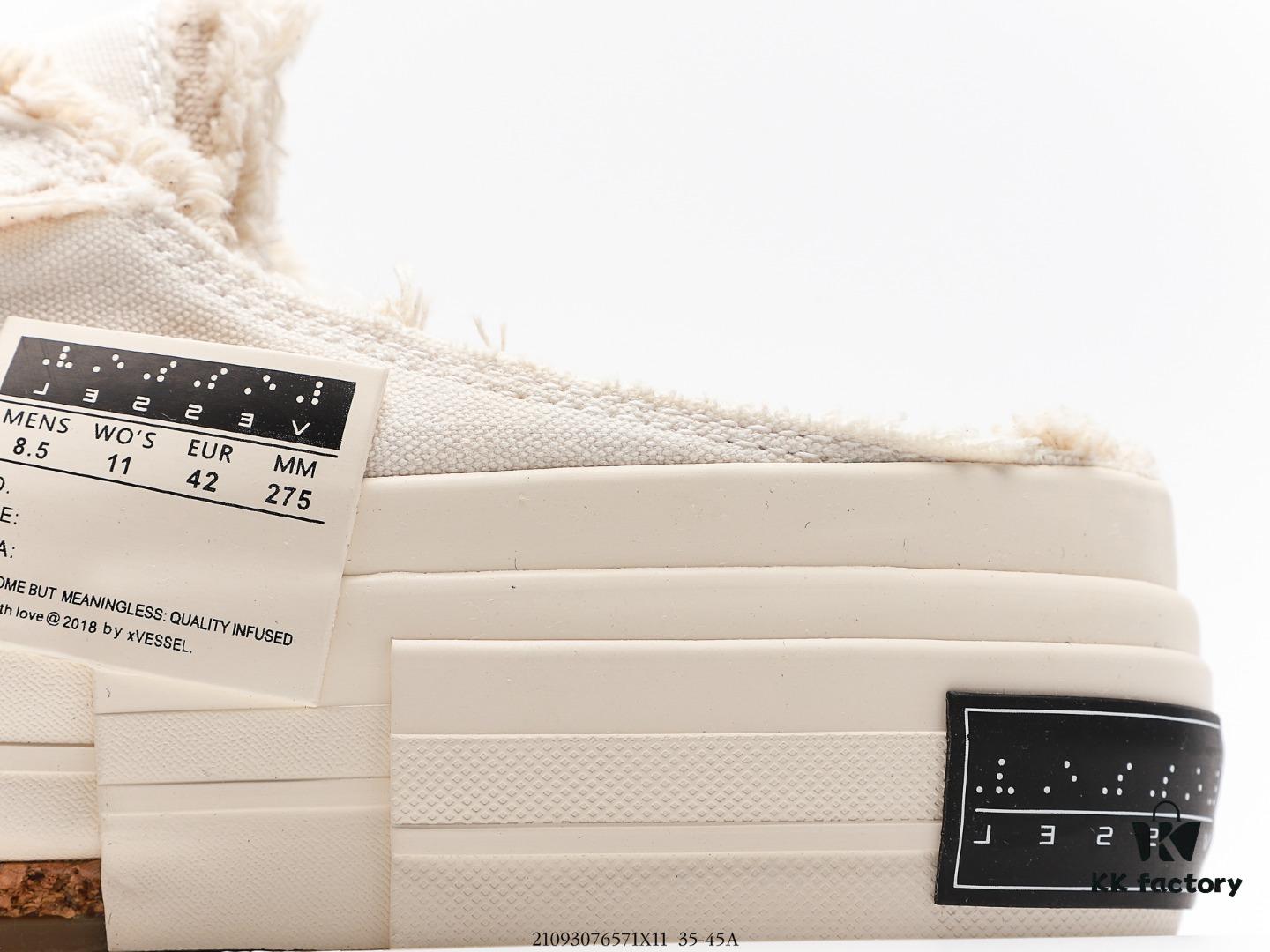 6930e8436e68136f4d9b2e13 xVESSEL G.O.P. Low Unisex Deconstructed Overlapping Platform Cork Insole Canvas Vulcanized Sneakers by Wu Jianhao's Personal Brand