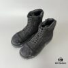 6930e8ca6e68136f4d9b2eec Balenciaga Strike 20mm Distressed Cotton Canvas Lace-Up Black Ankle Boots