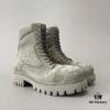 6930e8cb6e68136f4d9b2eed Balenciaga Strike 20mm Distressed Cotton Canvas Lace-Up Gray-Green Ankle Boots