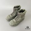 6930e8ce6e68136f4d9b2ef1 Balenciaga Strike 20mm Distressed Cotton Canvas Lace-Up Gray-Green Ankle Boots