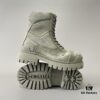 6930e8ce6e68136f4d9b2ef3 Balenciaga Strike 20mm Distressed Cotton Canvas Lace-Up Gray-Green Ankle Boots