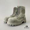 6930e8e06e68136f4d9b2f0d Balenciaga Strike 20mm Distressed Cotton Canvas Lace-Up Gray-Green Ankle Boots